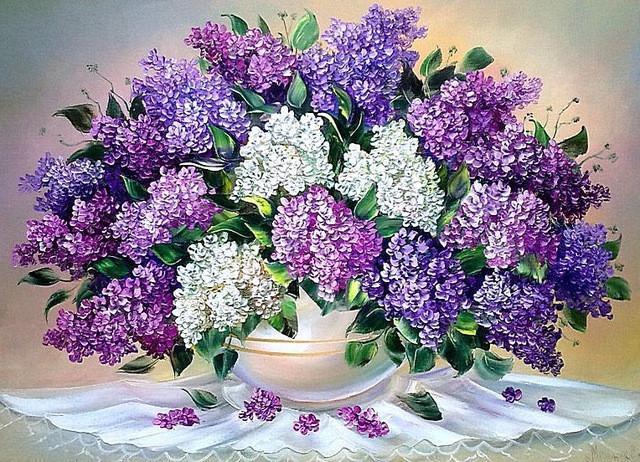 Petites Plante Fleurs Violettes Peinture par Numéros