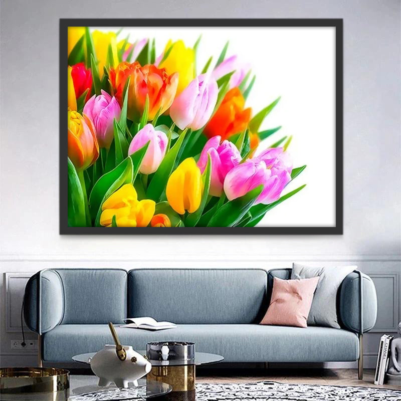 Petites Tulipes Multicolores Fleur Peinture par Numéros