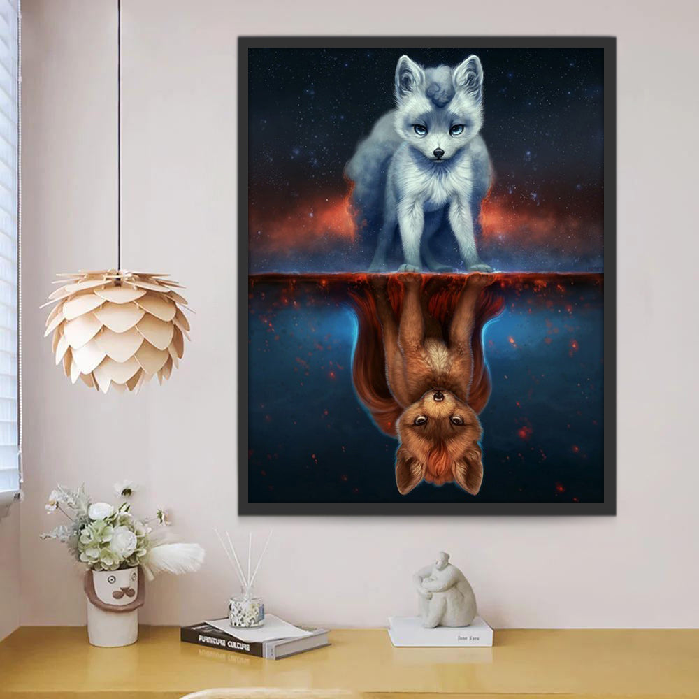 Petits Renards Neige et Feu Peinture par Numéros