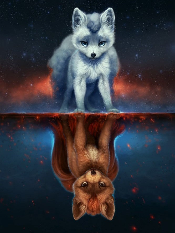 Petits Renards Neige et Feu Peinture par Numéros