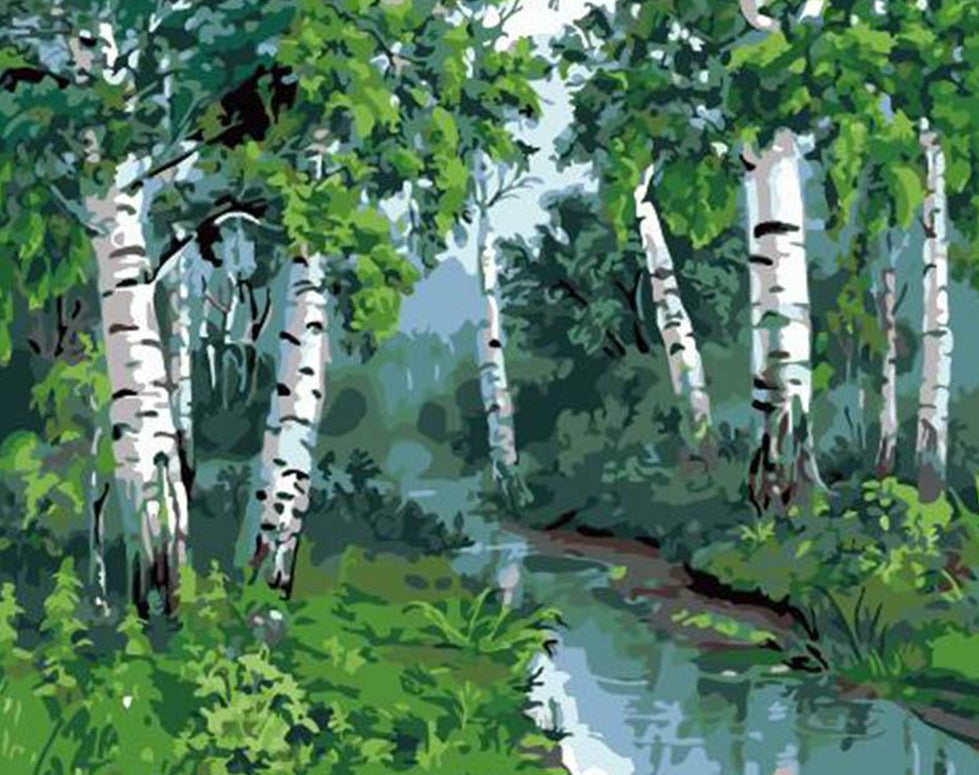 Peupliers en Feuilles Peinture par Numéros