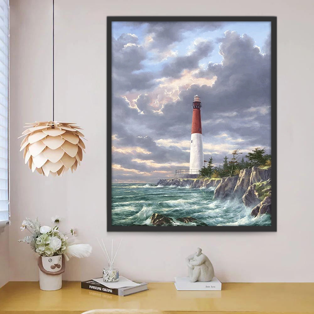 Phare Blanche et Rouge Peinture par Numéros