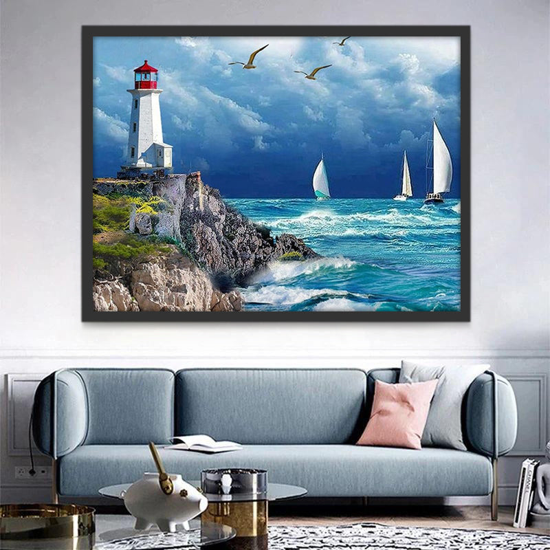 Phare et Bateaux Peinture par Numéros