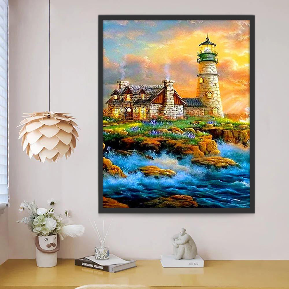 Phare et Maisons en pierre Peinture par Numéros
