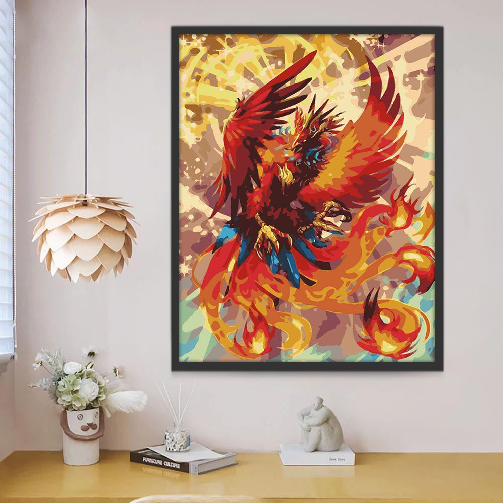Phénix Rouge et Bleu Peinture par Numéros