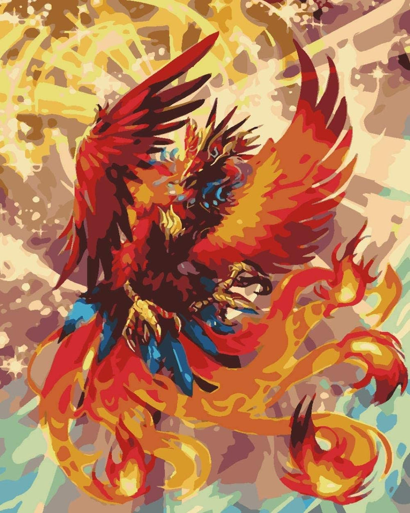 Phénix Rouge et Bleu Peinture par Numéros