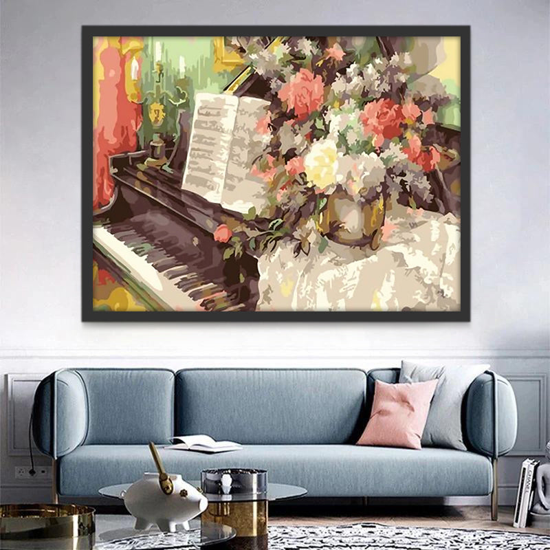 Piano et Fleurs Peinture par Numéros