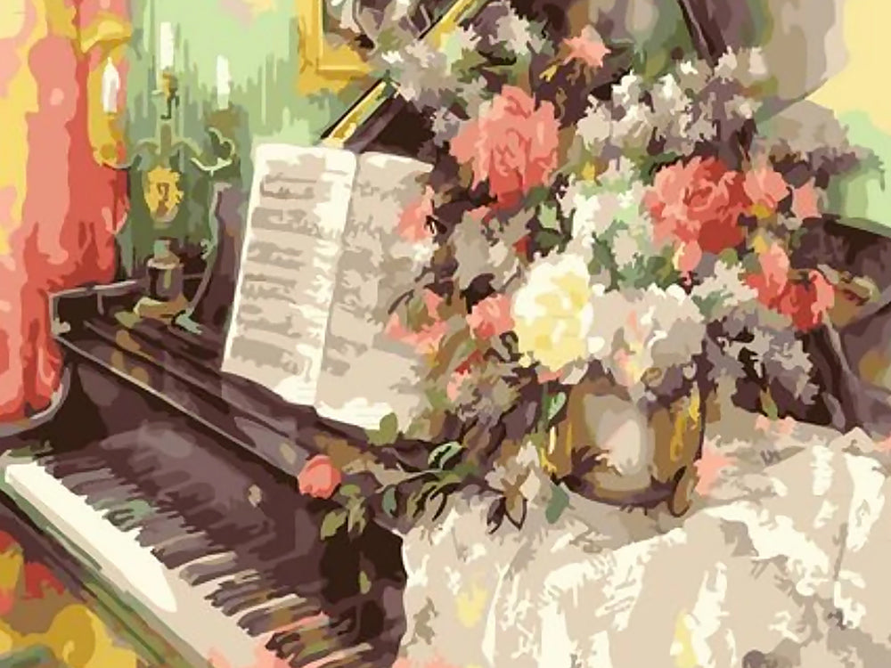 Piano et Fleurs Peinture par Numéros