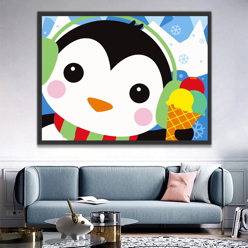 Pingouin Cartoon Peinture par Numéros