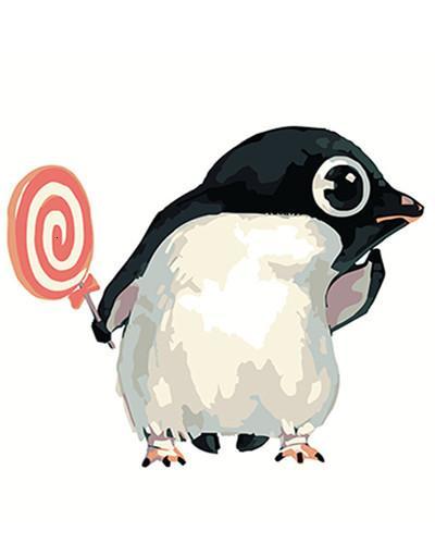 Pingouin Tenant Sucette Peinture par Numéros