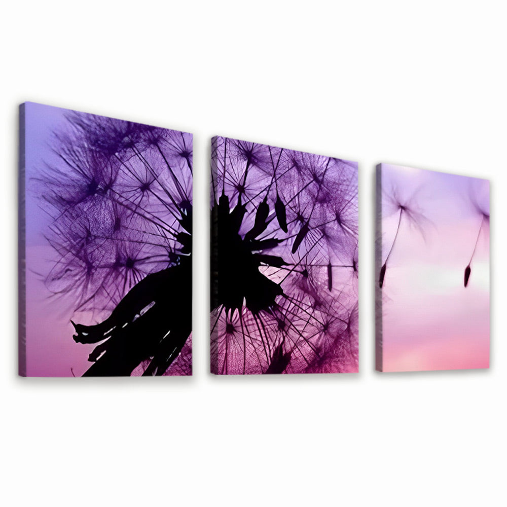 Pissenlits Violets 3 Partie Peinture par Numéros