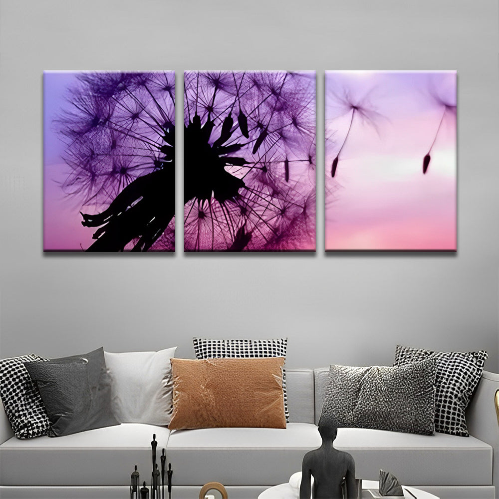 Pissenlits Violets 3 Partie Peinture par Numéros