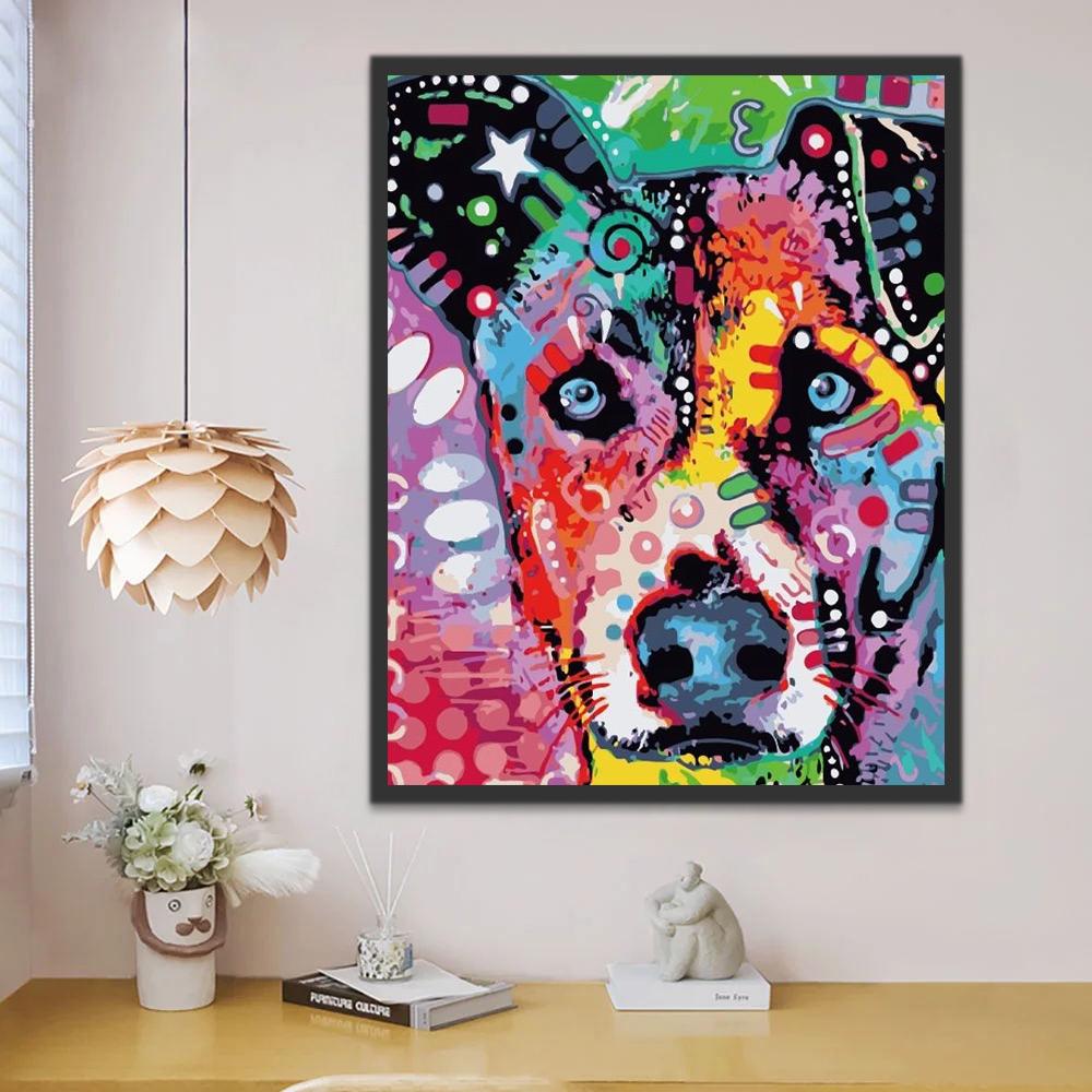 Pit Bull Coloré Peinture par Numéros