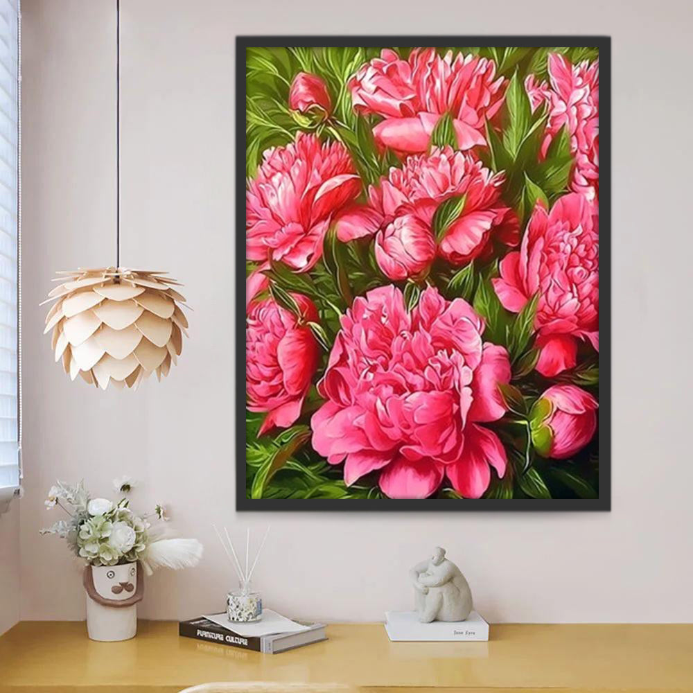 Pivoine Fleur Roses Peinture par Numéros
