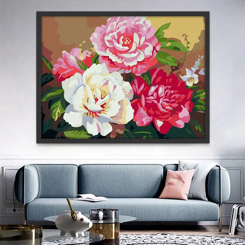 Pivoines Elégantes Peinture par Numéros