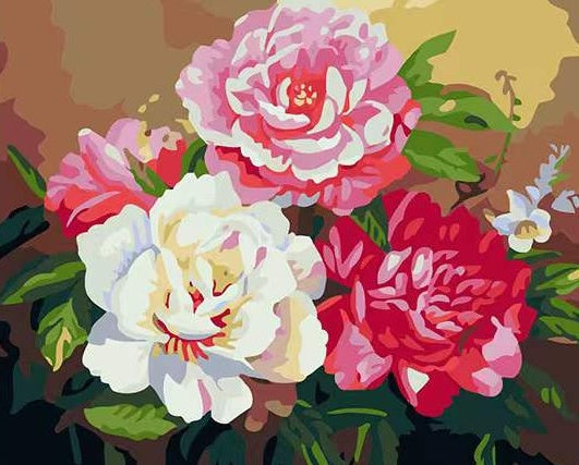 Pivoines Elégantes Peinture par Numéros