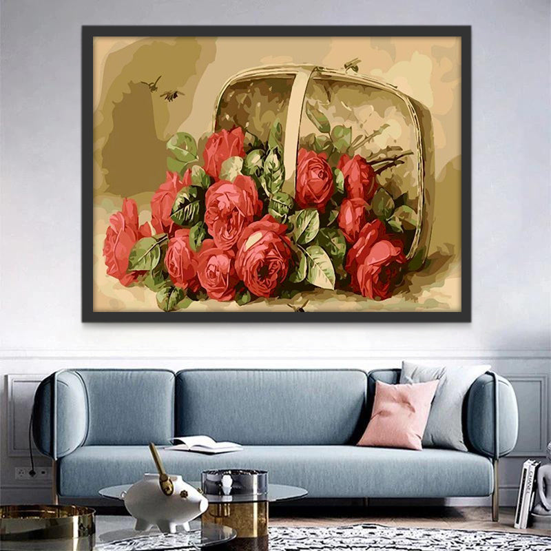 Pivoines Fleur dans le Panier Peinture par Numéros