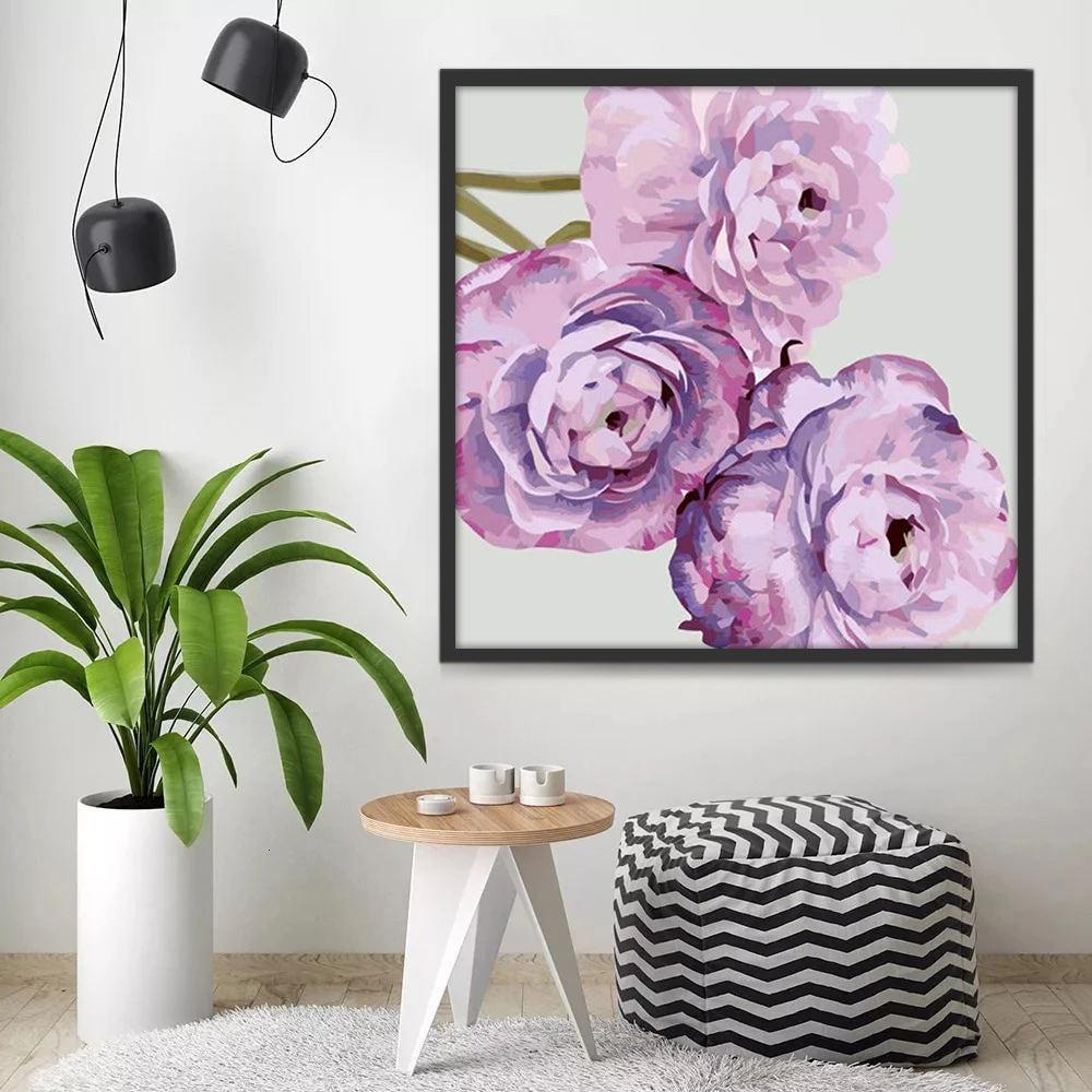 Pivoines Fleur Violettes Peinture par Numéros
