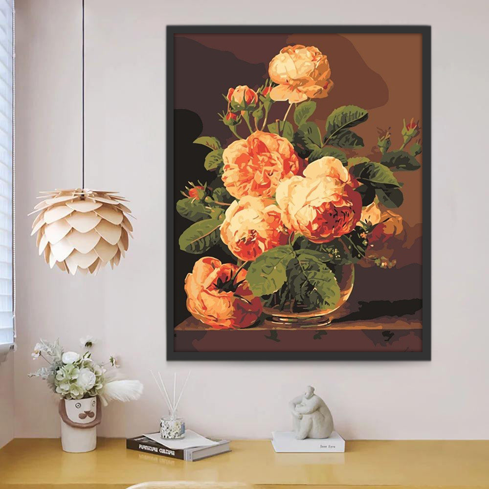 Pivoines Oranges Peinture par Numéros