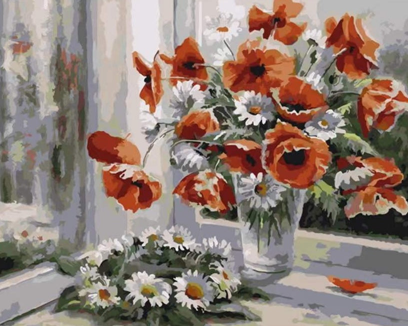 Pivoines Oranges Peinture par Numéros
