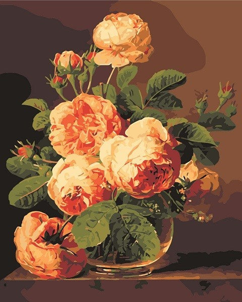 Pivoines Oranges Peinture par Numéros