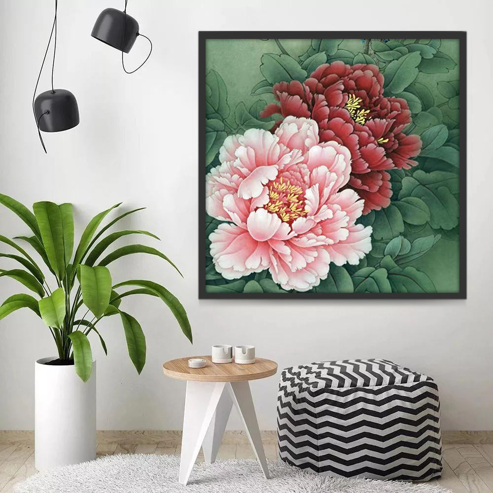 Pivoines Roses Enormes Peinture par Numéros