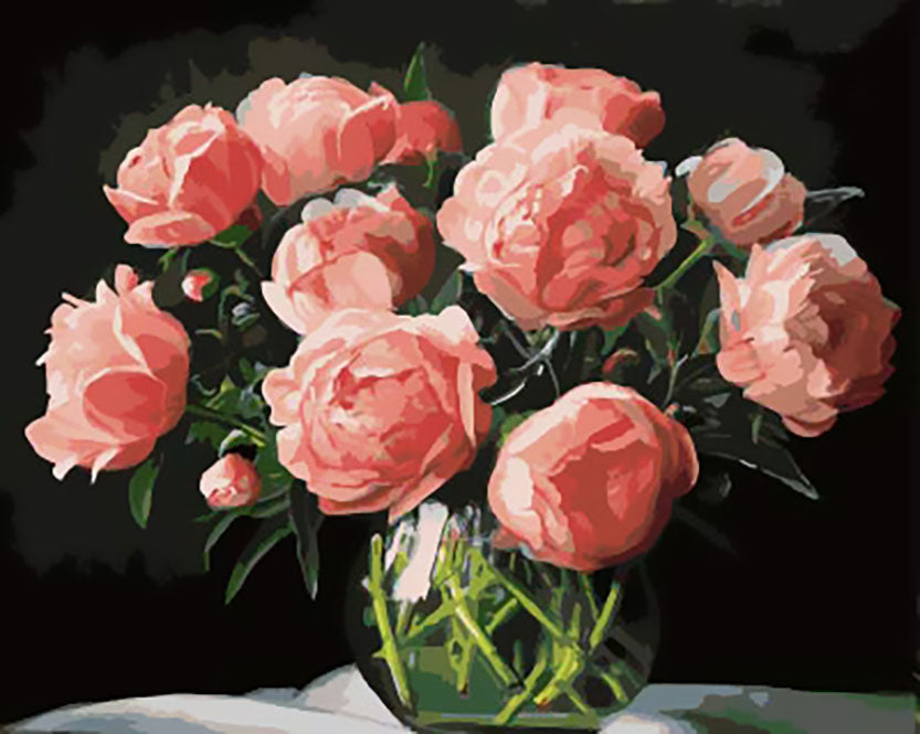 Pivoines Roses Peinture par Numéros