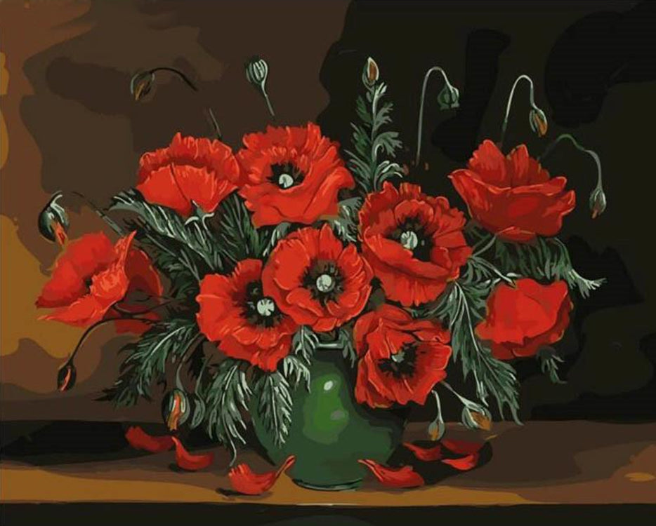 Pivoines Rouges Elégantes Peinture par Numéros