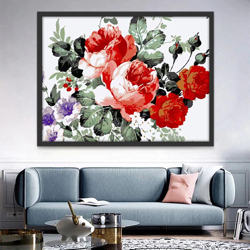 Pivoines Rouges Fleur Peinture par Numéros