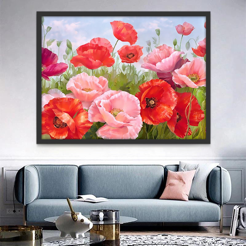 Pivoines Rousses et Roses Peinture par Numéros