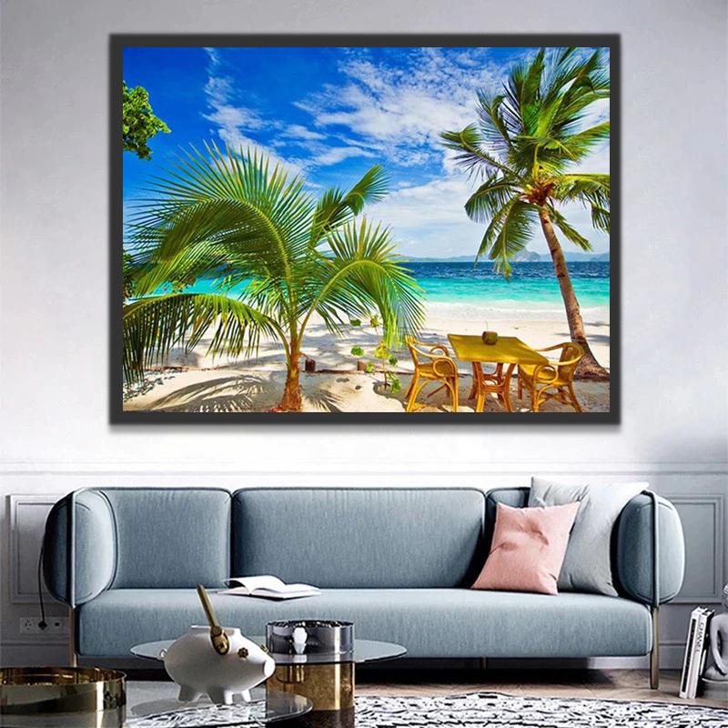 Plage et Cocotier Peinture par Numéros