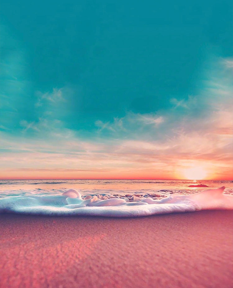 Plage Rose et Ciel Bleu Peinture par Numéros