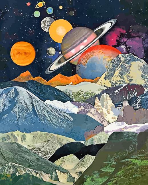 Planètes et Montagnes Peinture par Numéros