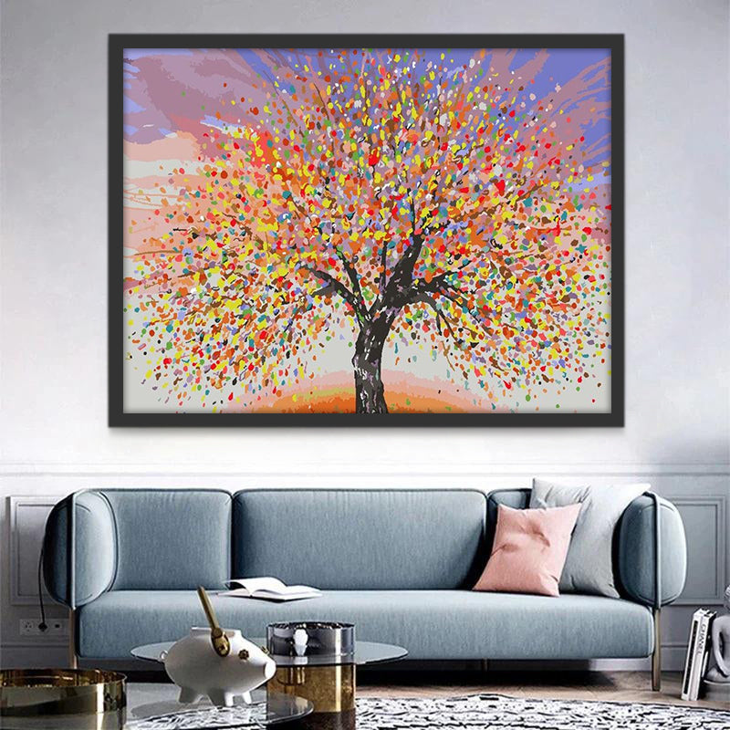 Plante Arbre et Feuilles Colorées Peinture par Numéros