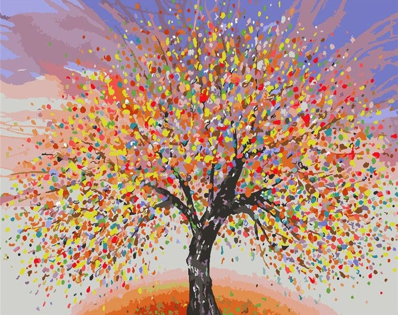Plante Arbre et Feuilles Colorées Peinture par Numéros