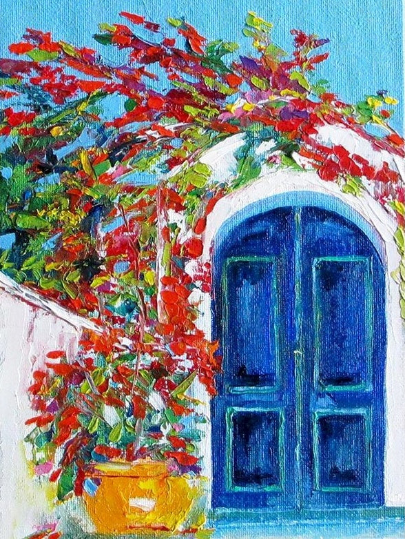 Plante Fleur et Porte Jolie Peinture par Numéros