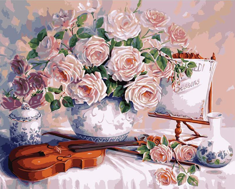 Plante Fleur et Violon Peinture par Numéros