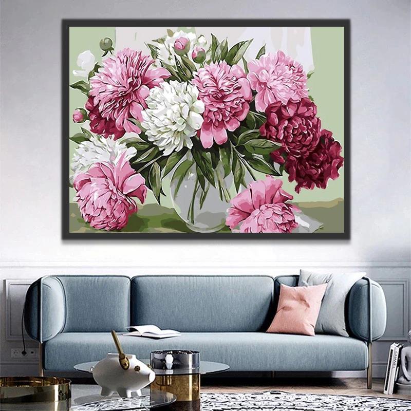 Plante Fleur Pivoines Rouges Peinture par Numéros