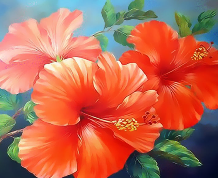 Plante Fleur Rousse et Orange Peinture par Numéros