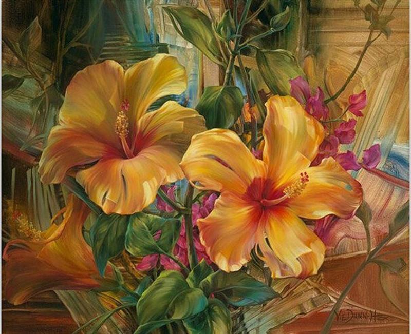 Plante Fleurs Dorées Peinture par Numéros