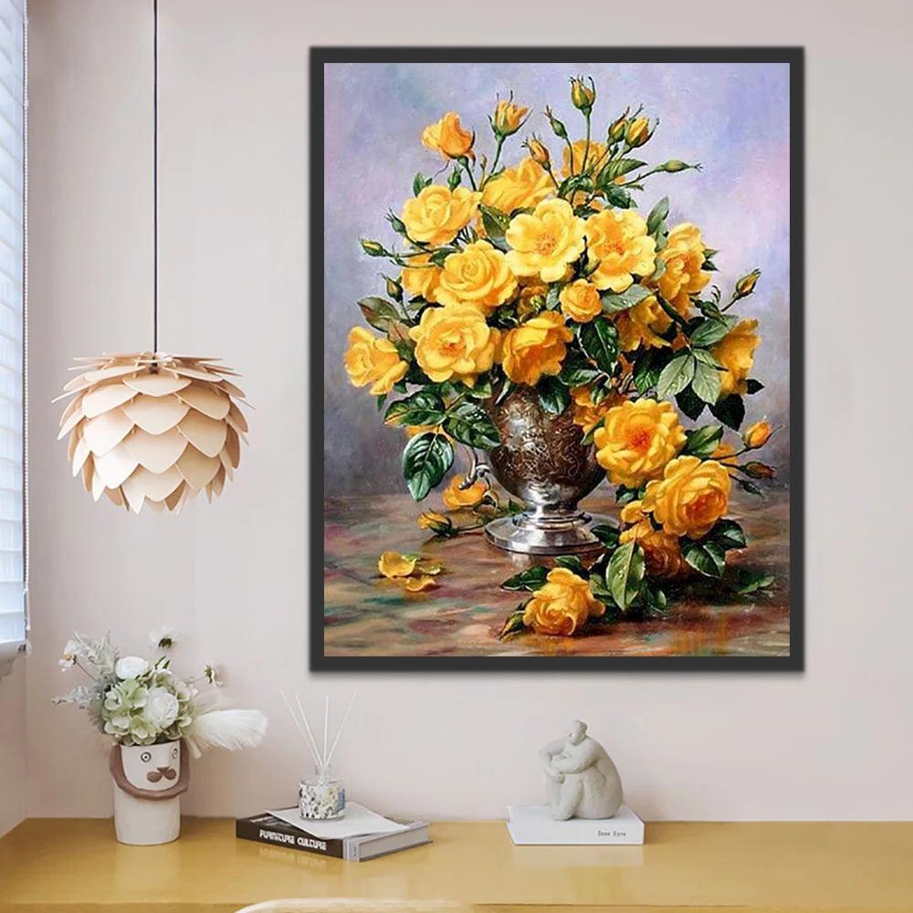 Plante Fleurs Jaunes Peinture par Numéros