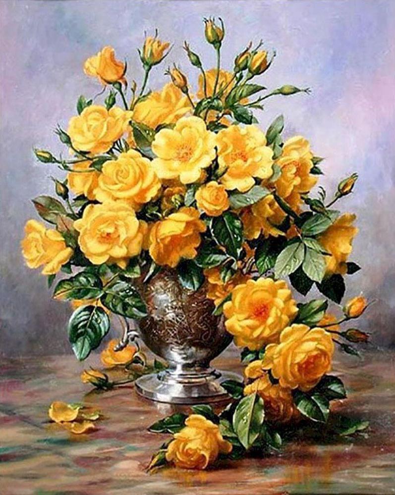 Plante Fleurs Jaunes Peinture par Numéros