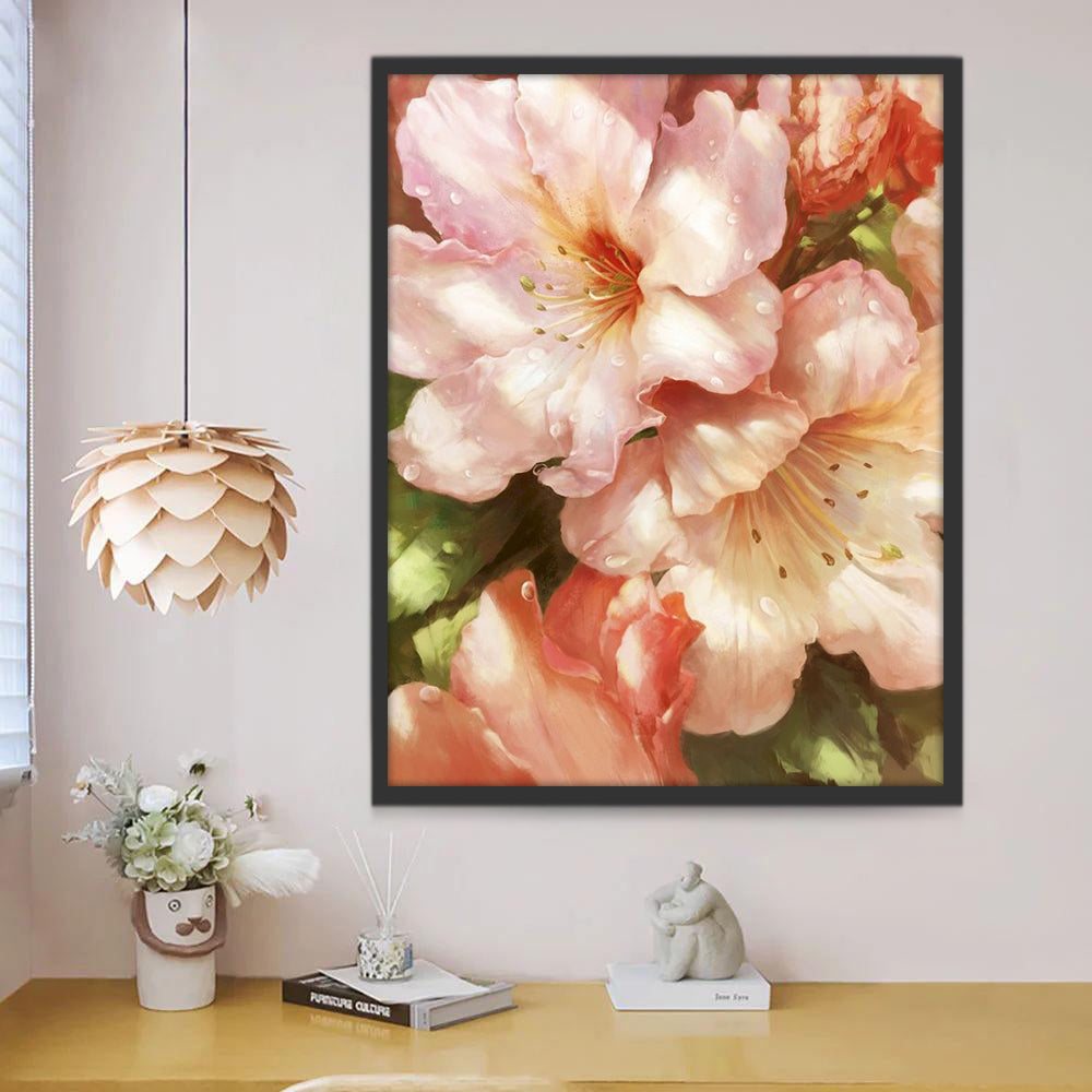 Plante Fleurs Roses Peinture par Numéros