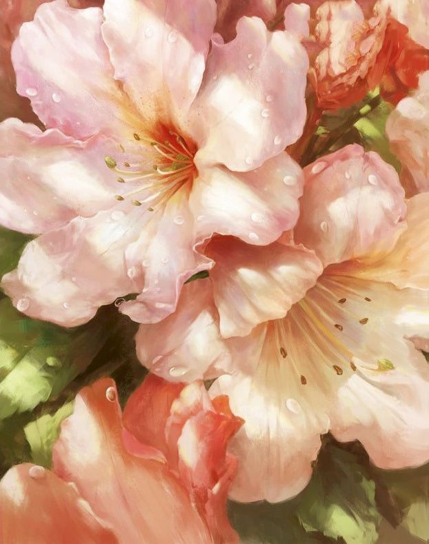 Plante Fleurs Roses Peinture par Numéros