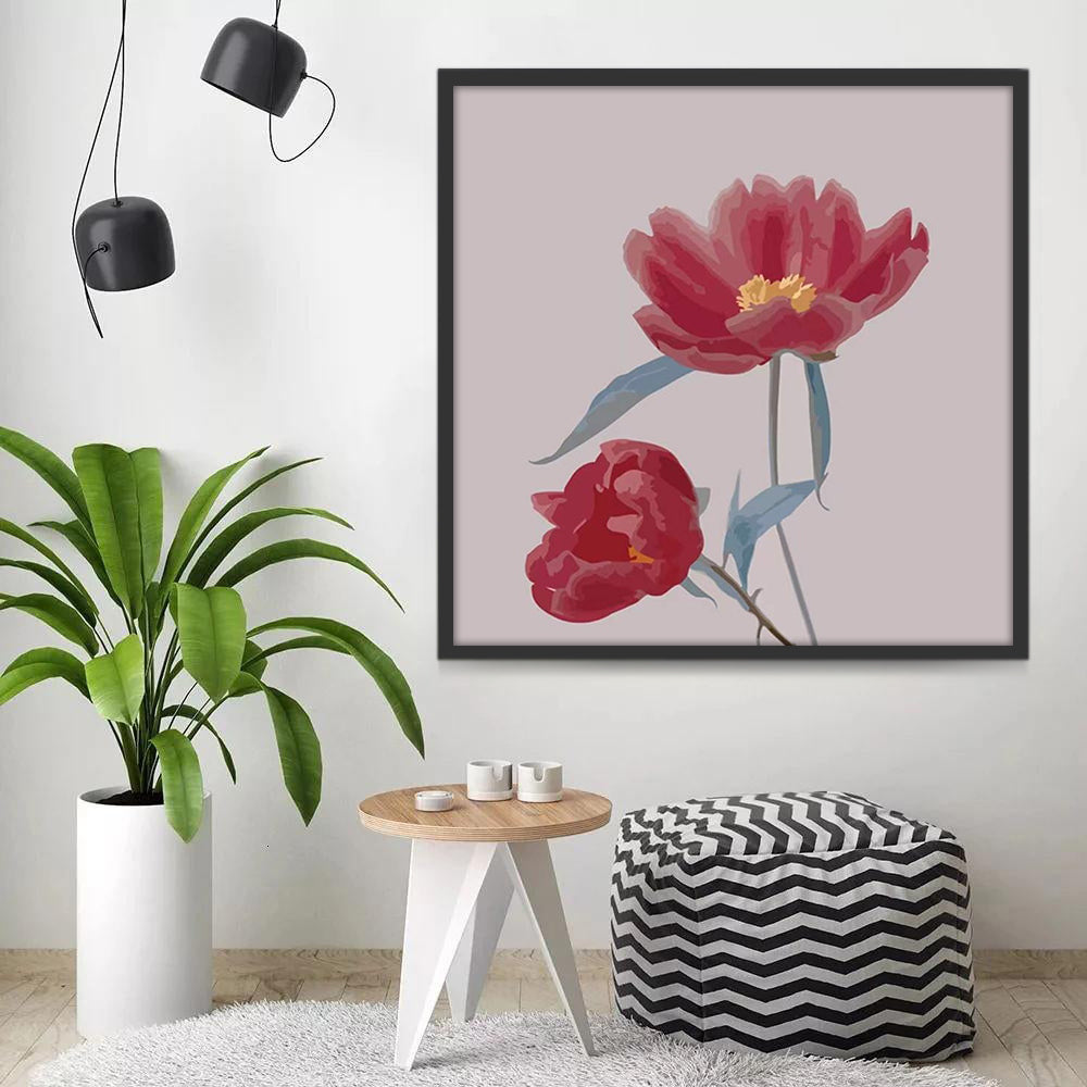 Plante Fleurs Rouges Magnifiques Peinture par Numéros