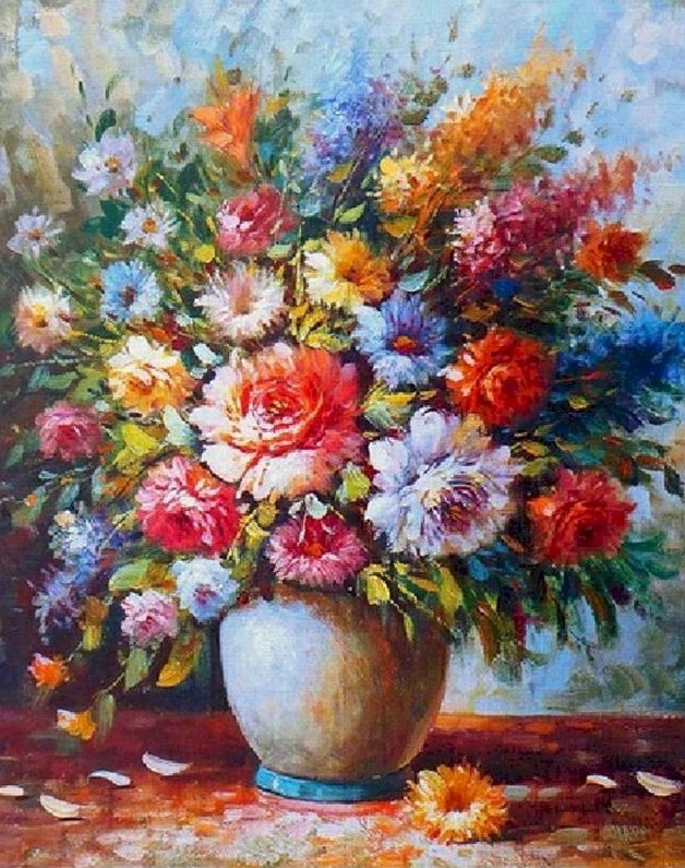 Plante Fleurs Variées et Colorées Peinture par Numéros