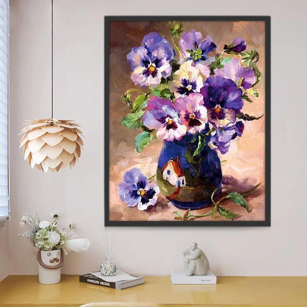 Plante Fleurs Violettes Peinture par Numéros