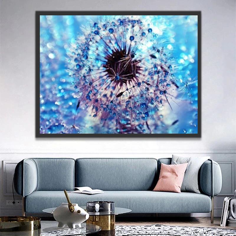 Plante Pissenlit de Rosées Bleues Peinture par Numéros