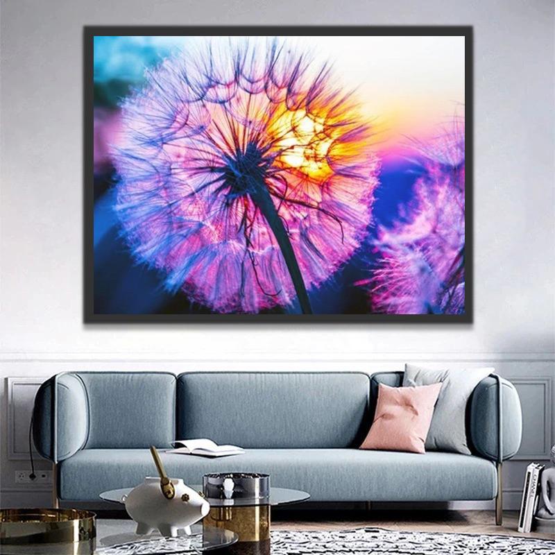 Plante Pissenlit et Soleil Peinture par Numéros