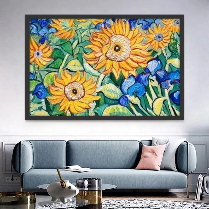 Plante Tournesol Abstrait Peinture par Numéros